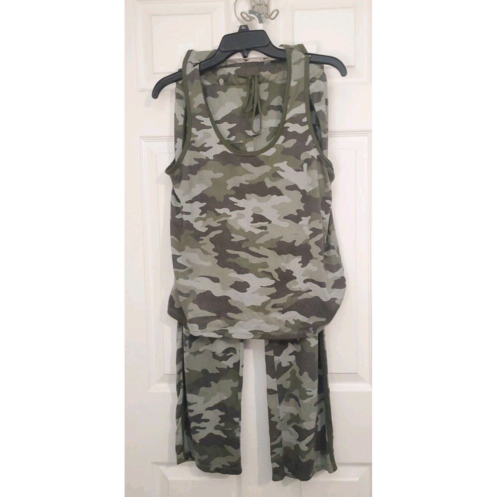 Lucky Brand Camo Pajama Set Lounge Pants Tank Top Camouflage Size Large